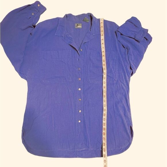 Vintage Lizwear Purple crinkly cotton long sleeve button up shirt size Large - Picture 7 of 11